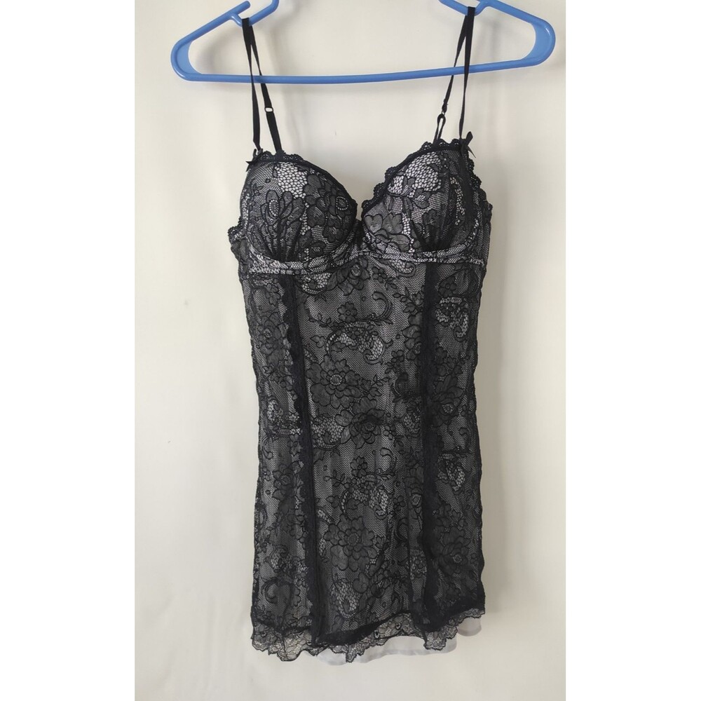 Victoria's Secret Sexy Little Things Babydoll Black Lace Nightie Underwire - 36C